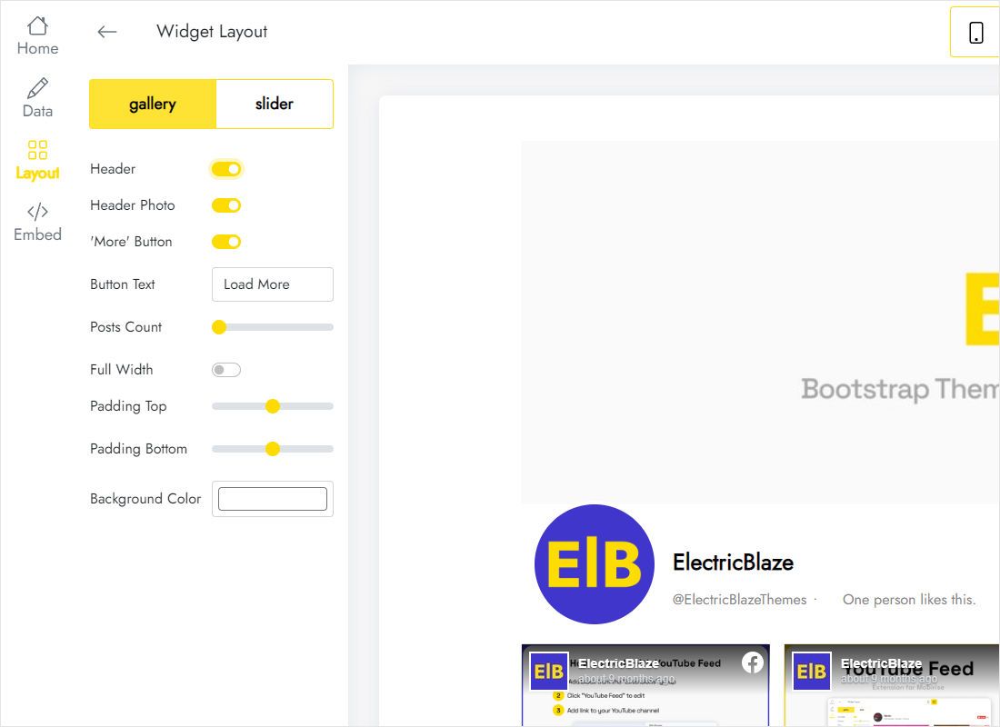 Gallery and slider choices for Facebook posts