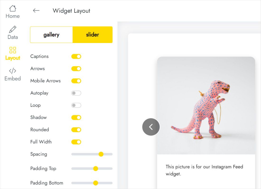 Grid, columns and captions settings