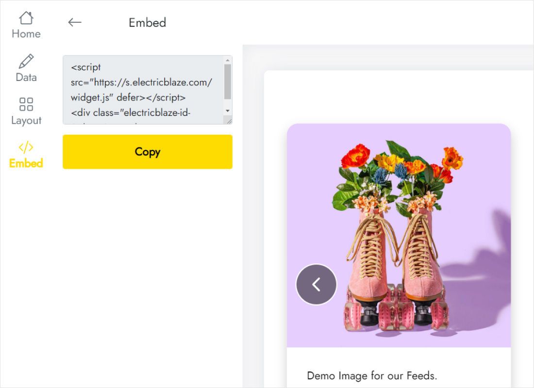 Snippet window for the Instagram gallery