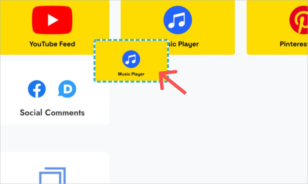 Audio block placed on a page
