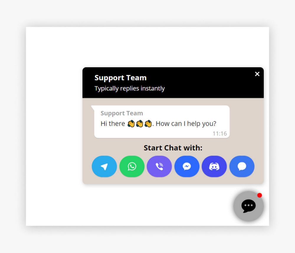 Floating chat button with messenger icons on a website