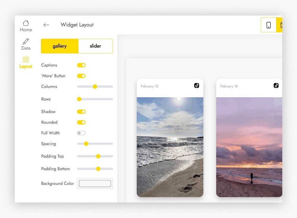 TikTok videos arranged in a gallery on a website