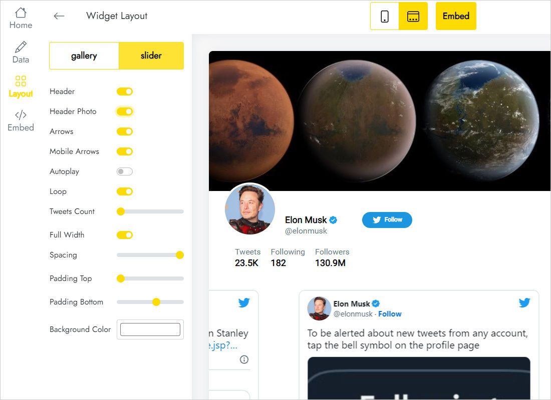 Slider or gallery for a news page